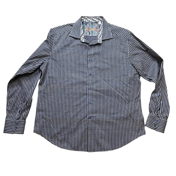 Robert Graham Men's Striped 100% Cotton Classic Fit Button Up Dress Shirt Sz XL - Picture 2 of 9
